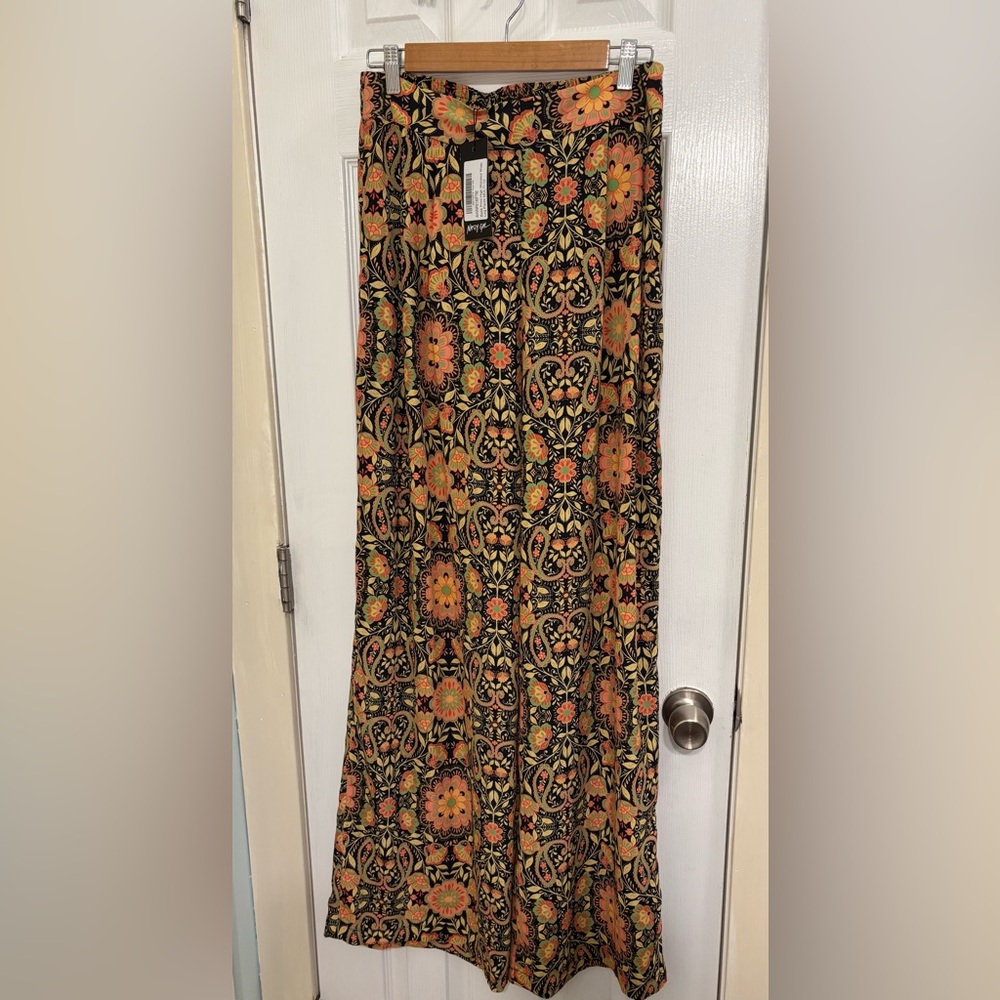 Nasty Gal Batik Print High Waisted Wide Leg Pants